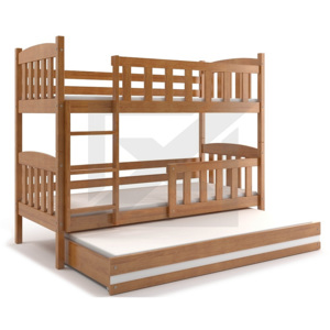 Patrová postel FLORENT 3 + matrace + rošt ZDARMA, 90x200, olše, bílá