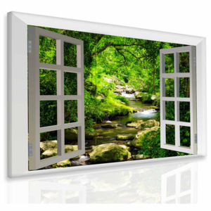 Obraz okno lesní říčka (80x60 cm) - InSmile ®