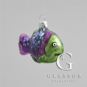 Skleněná ryba fialovo-zelená