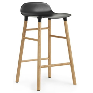 Výprodej Normann Copenhagen designové barové židle Form Barstool Wood (75cm, černě polstrovaný sedák,dub)