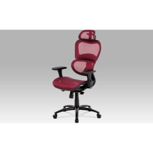 Kancelářská židle, synchronní mech., červená MESH, kovový kříž KA-A188 RED Art