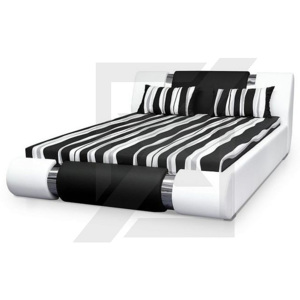 Čalouněná postel AGARIO II + ÚP, 160x200, střed: D9 (vínová)/ boky: D511 (bílá)