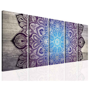 Obraz modrá mandala na dřevě (150x60 cm) - InSmile ®
