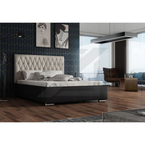 Čalouněná postel REBECA + rošt, Siena06 s knoflíkem/Dolaro08, 140x200