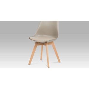 Jídelní židle, plast latté / koženka latté / masiv buk CT-752 LAT Art