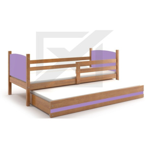 Dětská postel BRENEN 2 + matrace + rošt ZDARMA, 90x200, olše, fialová