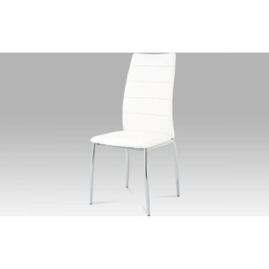 Jídelní židle chrom / koženka bílá AC-1295 WT Art