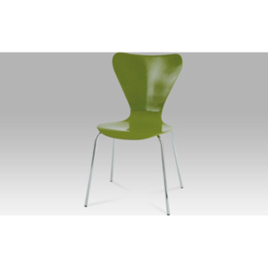 Jídelní židle chrom / překližka zelená (lesk) C-180-5 GRN Art