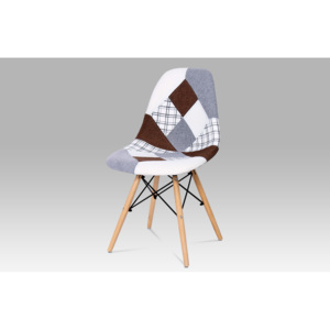 Jídelní židle CT-725 PW2 látka patchwork, masiv buk, kov černý