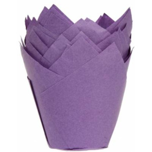 Fialové papírové košíčky na muffiny tulipán 200ks - House of Marie