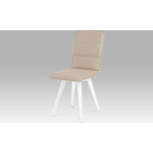 Jídelní židle, koženka cappuccino / vysoký lesk bílý B829 CAP1 Art