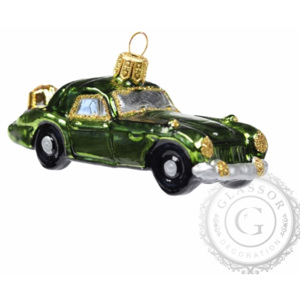 Vánoční ozdoba autíčko zelené se dvěma dárky
