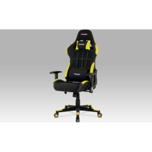 Kancelářská židle, houpací mech., černá + žlutá látka, plastový kříž KA-F02 YEL Art