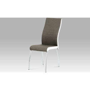 Jídelní židle lanýž látka + bílá koženka / chrom DCL-433 LAN2 Art
