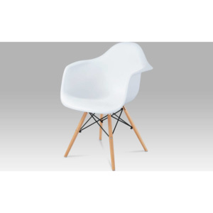 Jídelní židle, plast bílý / masiv buk CT-719 WT1 Art