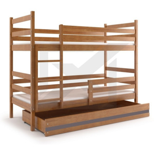 Patrová postel RAFAL + matrace + rošt ZDARMA, 80x190 cm olše, grafit