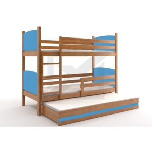 Patrová postel BRENEN 3 + matrace + rošt ZDARMA, 90x200, olše, grafitová