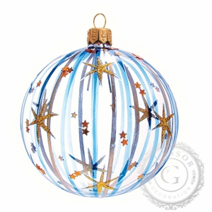 Vánoční koule zlato-modrý dekor