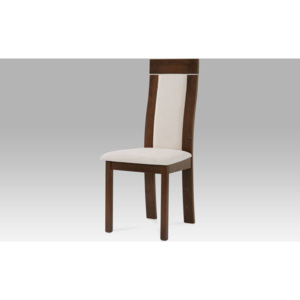 Jídelní židle, barva ořech, potah krémový BC-3921 WAL Art
