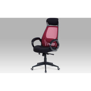 Kancelářská židle, synchronní mech., červená MESH / černá látka, plast. kříž KA-G109 RED Art