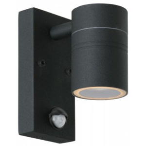 LUCIDE ARNE-LED Wall Light+senzor pohybu 1xGU10/5W Black, venkovní svítidlo