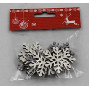 Vločka, vánoční dřevěná dekorace, barva bílá a šedá 12 kusů v sáčku, cena za 1 sáček AC7136 Art