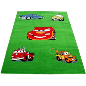 Kusový koberec dětský JE0080 - Auta na zelené