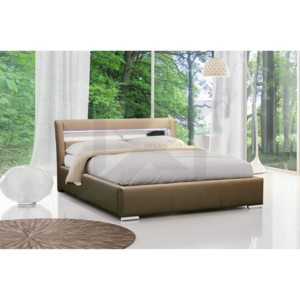 Čalouněná postel ZENONE s led osvětlením a matrací, 200x200