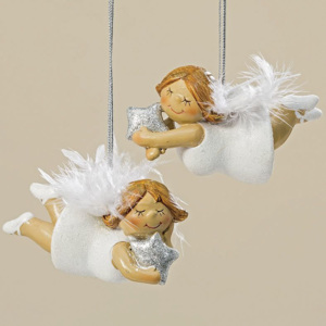 Vánoční ozdoba anděl BOLTZE, výška 4cm (cena za ks) bílý