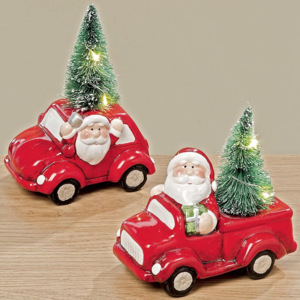 Vánoční dekorace LED svítící auto SANTA BOLTZE, na baterie, výška 10cm (cena za ks)