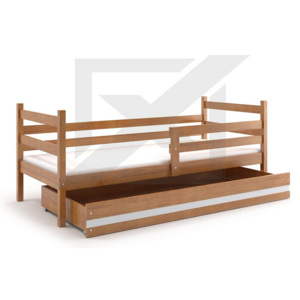 Dětská postel RAFAL + matrace + rošt ZDARMA, 90x200 cm, olše, bílá