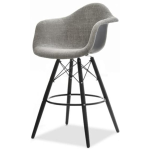 Barová židle-křeslo MERLOTE šedá tkanina, černá