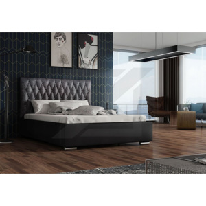 Čalouněná postel REBECA + rošt + matrace, Siena05 s krystalem/Dolaro08, 140x200