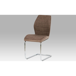 Jídelní židle hnědá látka + cappuccino koženka / chrom DCH-511 BR2 Art