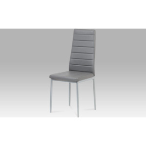 Jídelní židle, koženka tm. šedá / šedý lak DCL-117 GREY Art