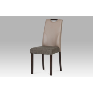 Jídelní židle AUC-208cap BK barva wenge, koženka cappuccino, látka šedá
