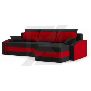 Rohová rozkládací sedačka WELTA, 235x72x140, černá/červená, mikrofáze04/46, pravý roh