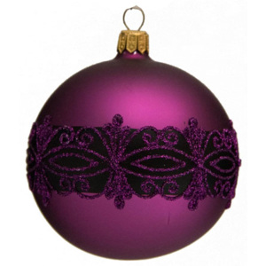Vánoční koule fialová černý dekor
