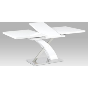 Rozkládací jídelní stůl 140+40x90 cm, bílý mat / nerez HT-999 WT Art