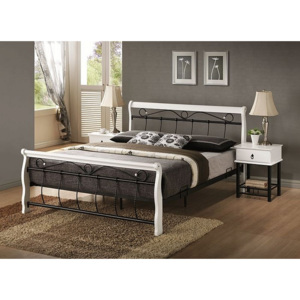 Kovová postel WILLY + rošt ZDARMA, bílá/černá, 160x200