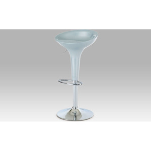Barová židle, stříbrný plast / chrom AUB-9002 SIL Art