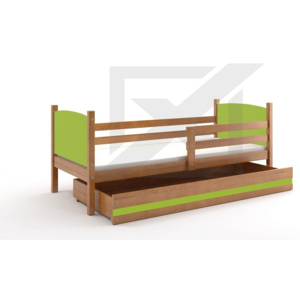 Dětská postel BRENEN + matrace + rošt ZDARMA, 80x190, olše, zelená