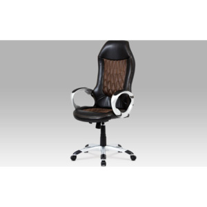 Kancelářská židle, koženka černá, látka hnědá KA-E906 BK Art