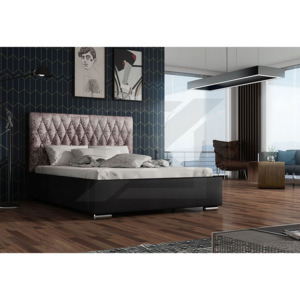 Čalouněná postel REBECA + rošt + matrace, Siena02 s krystalem/Dolaro08, 140x200