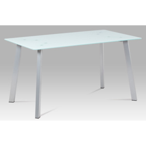 Jídelní stůl GDT-104 WT 140x80 cm, mléčné sklo/šedý lak