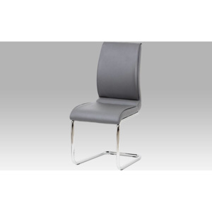 Jídelní židle koženka šedá / chrom DCH-575 GREY Art