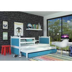Dětská rozkládací postel MATES P2 color, 184x80, bílá/modrá
