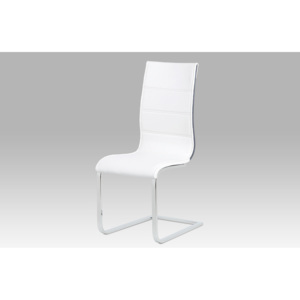 Jídelní židle WE-5029 WT koženka bílá, šedý lesk, chrom