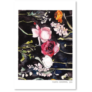 Plakát Americanflat Blooms on Black II by Claudia Libenberg, 30 x 42 cm