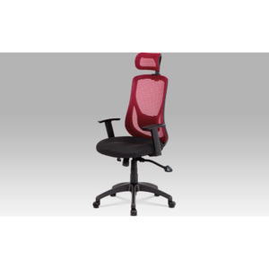 Kancelářská židle, synchronní mech., černá + červená MESH, plast. kříž KA-A186 RED Art